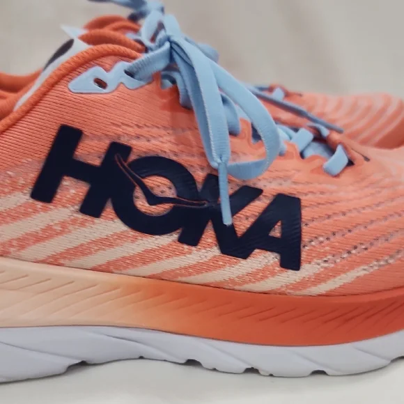 Hoka Women's Mach 5 Coral and Blue Athletic Shoes Size 9 - Picture 5 of 9